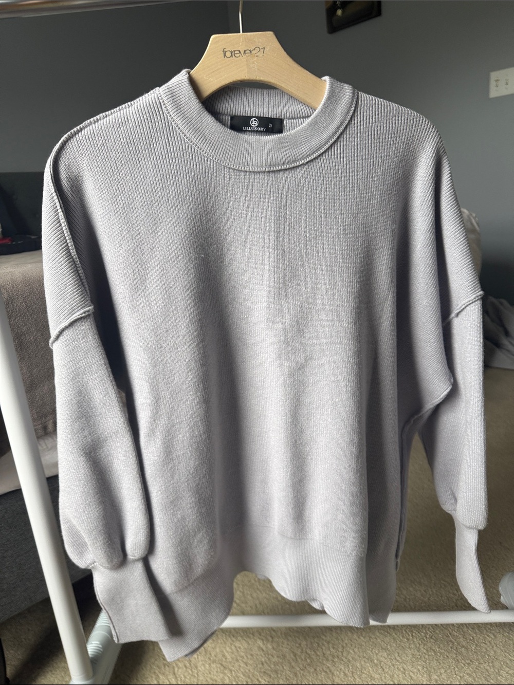 Oversized Women's Crewneck Sweater in Light Gray